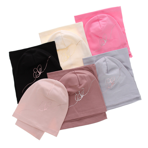Ensemble automne/printemps fille: bonnet et snood, rose, en coton, Jula