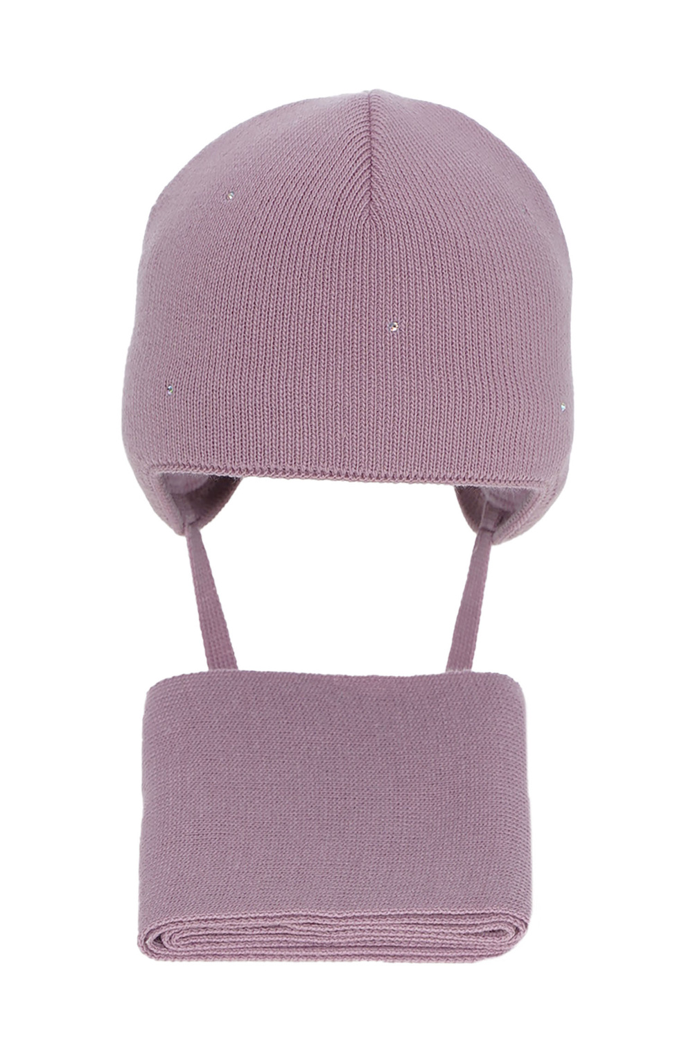 Ensemble d'hiver fille: bonnet et écharpe, violet, avec liens, Moli