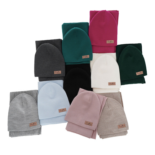 Ensemble automne/printemps femme: bonnet et écharpe, rose, Zula