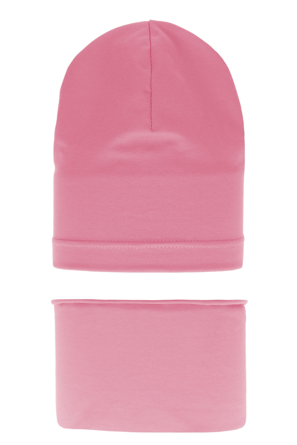 Ensemble automne/printemps fille: bonnet et snood, rose, en coton, Hazelka