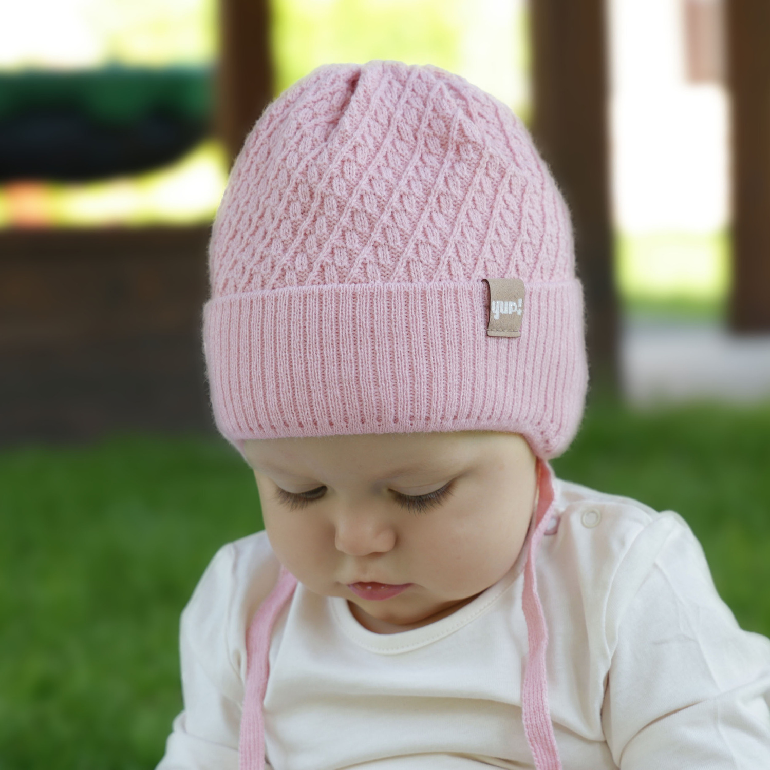 Bonnet automne/printemps fille, crème, avec liens, Dafia