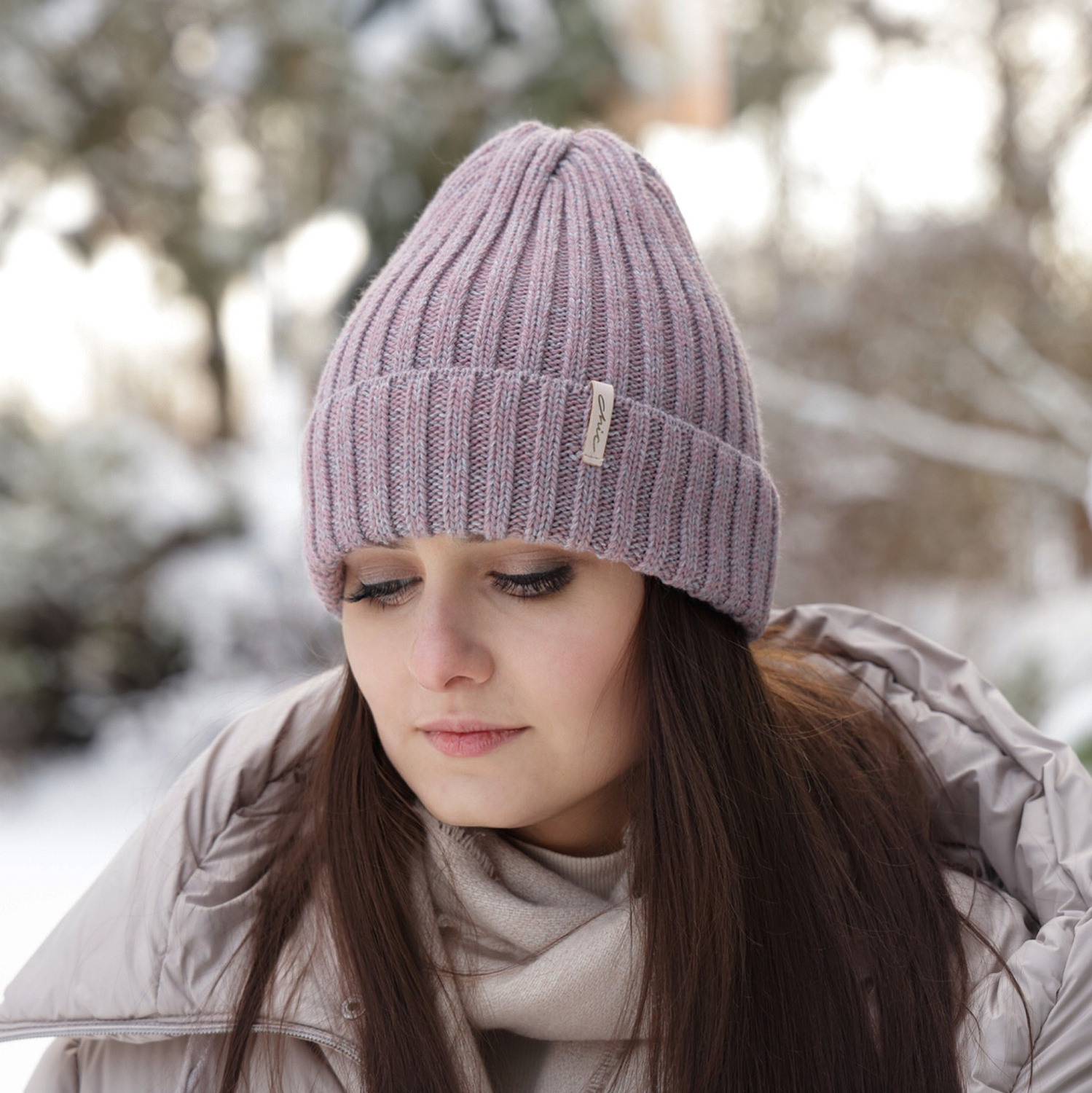 Bonnet d'hiver femme, rose, avec laine mérinos, Missi