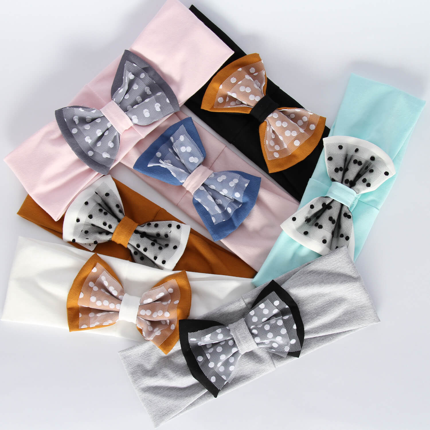 Opaska automne/printemps fille, menthe, en coton, avec nœud, Celinka