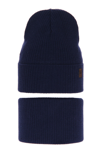 Ensemble automne/printemps garçon: bonnet et snood, avec coton, bleu marine, Dragon