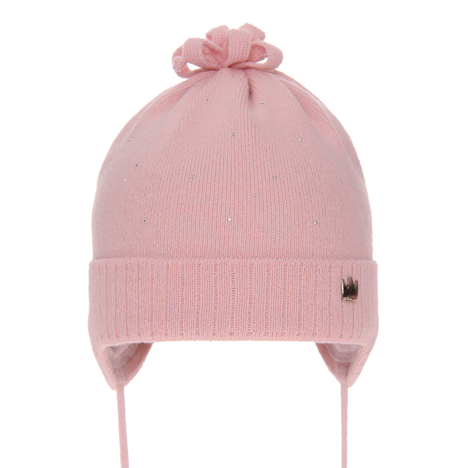 Bonnet automne/printemps fille, rose, avec liens, Oliwka