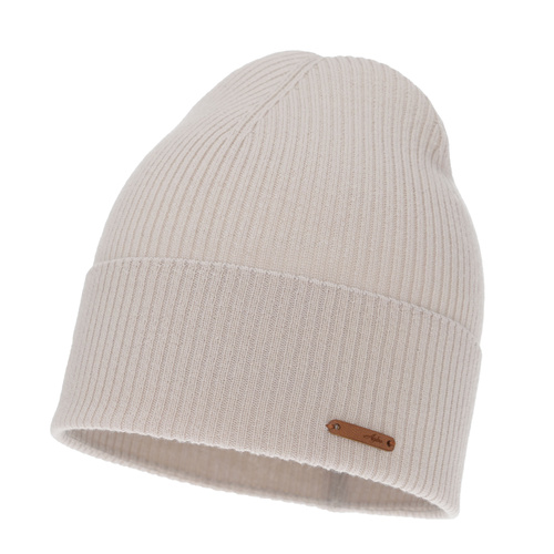 Bonnet automne/printemps femme, beige, 100% Laine Mérinos, Flerra