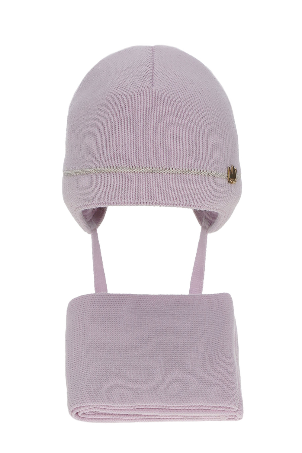 Ensemble d'hiver fille: bonnet et écharpe, rose, avec liens, Elina