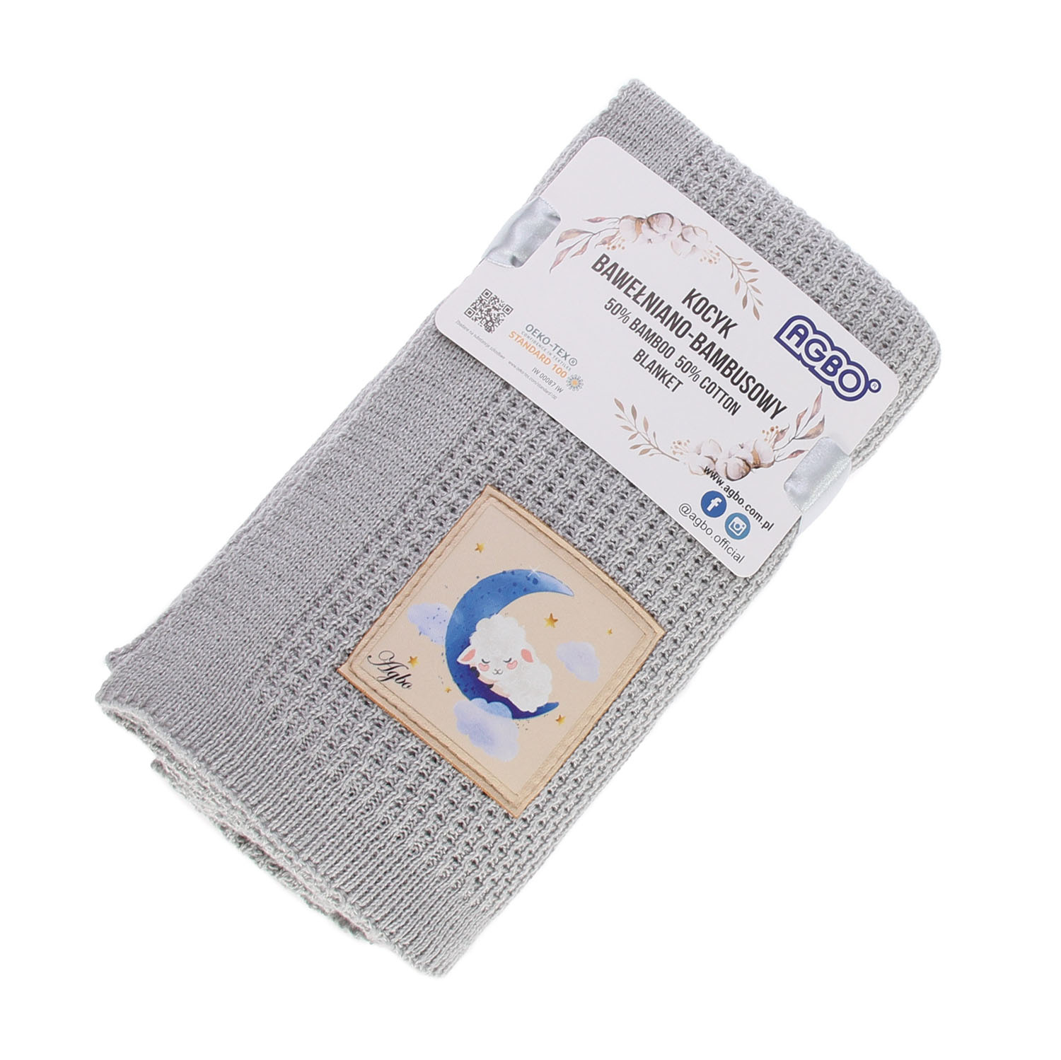 Couverture bambou-coton pour bébé, grise, délicate, Bambini