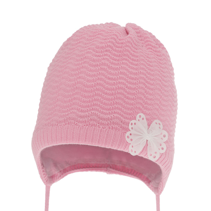 Bonnet automne/printemps fille, rose, avec liens, Madelin