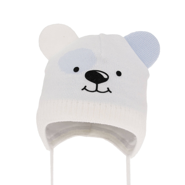 Bonnet automne/printemps garçon, blanc, avec liens, Kasper