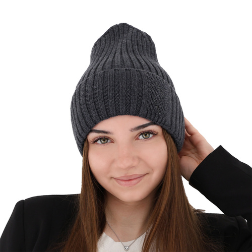 Bonnet d'hiver femme, violet, avec laine mérinos, Ariga