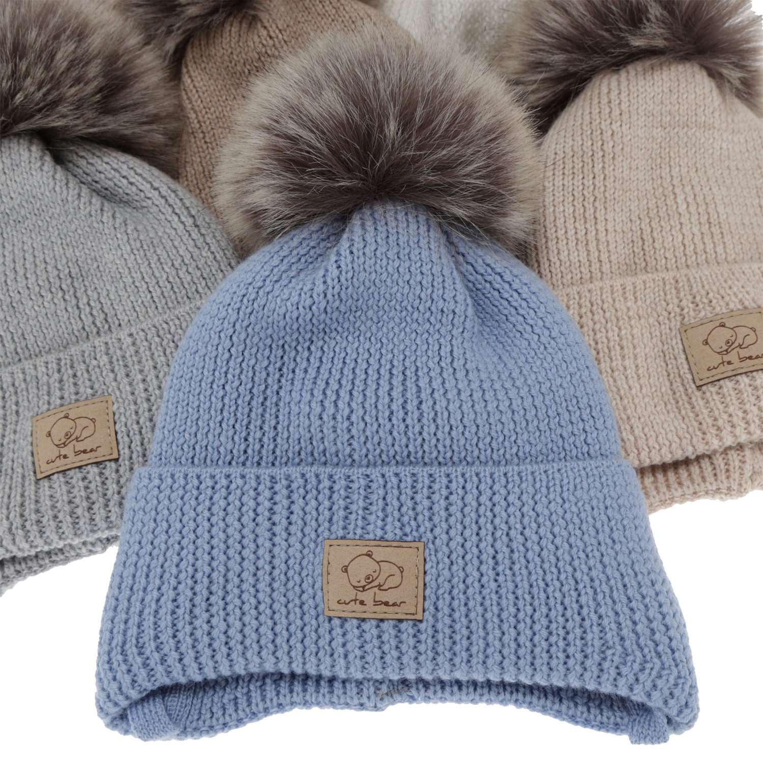 Bonnet d'hiver garçon, beżowa, avec liens, 100% Laine Mérinos, Jergen