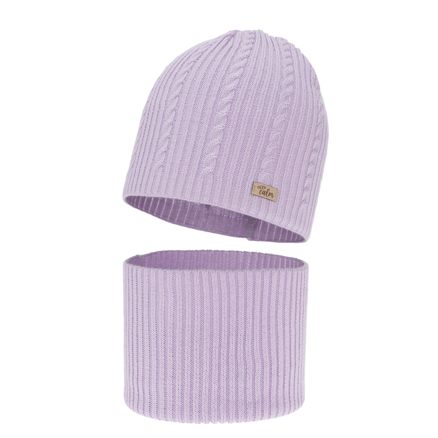 Ensemble automne/printemps fille: bonnet et snood, violet, avec coton, Ordesa