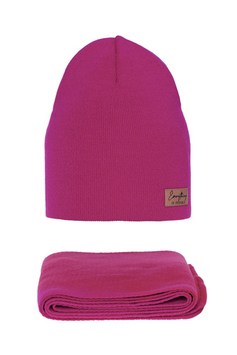 Ensemble automne/printemps femme: bonnet et écharpe, rose, Zula