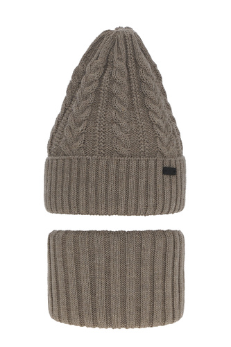 Ensemble d'hiver garçon: bonnet et snood, beige, Colins