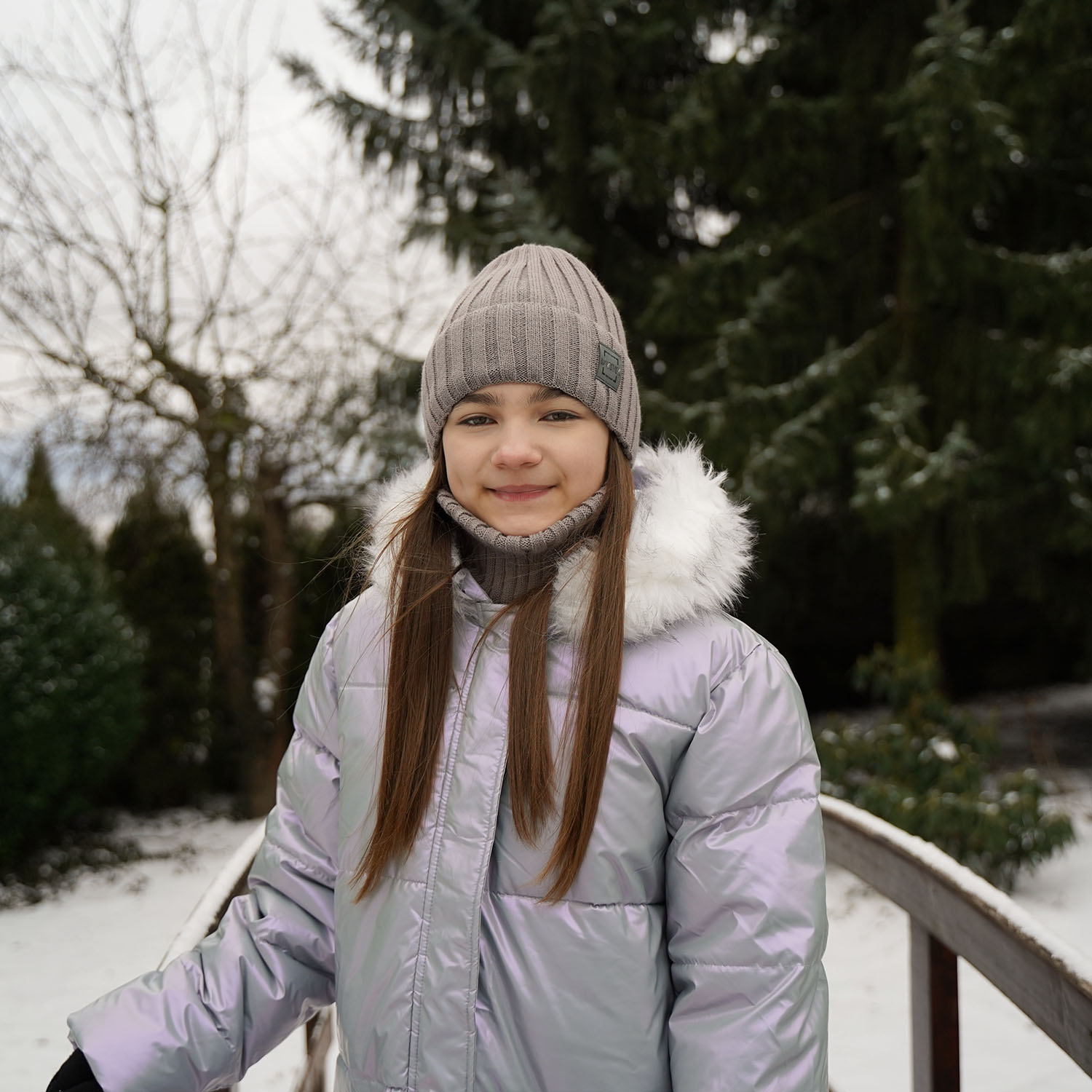 Ensemble d'hiver fille: bonnet et snood, noir, Sula