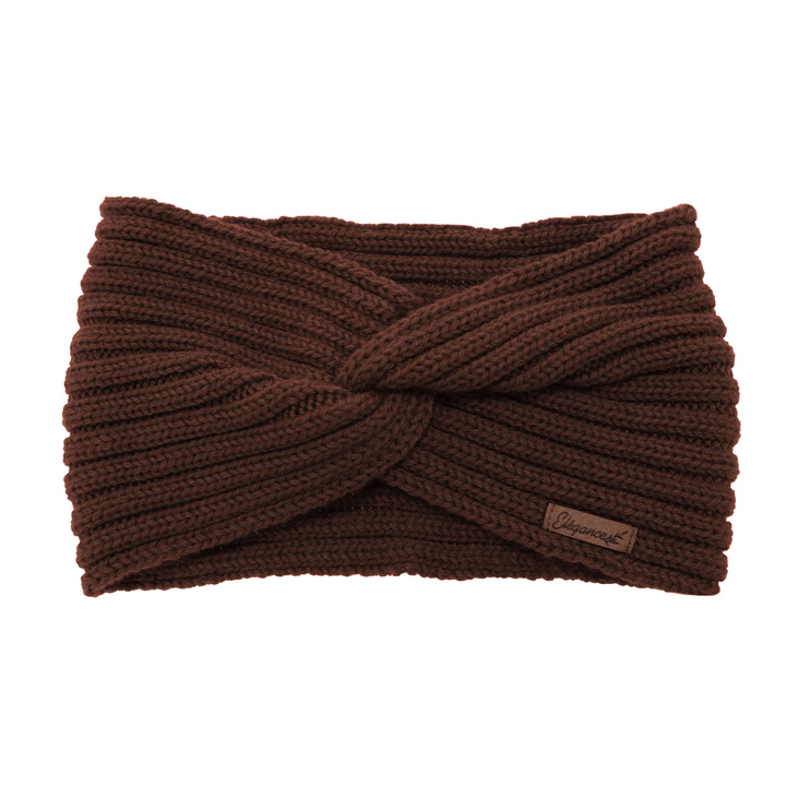 Bandeau d'hiver femme, marron, 100% laine mérinos, Veka
