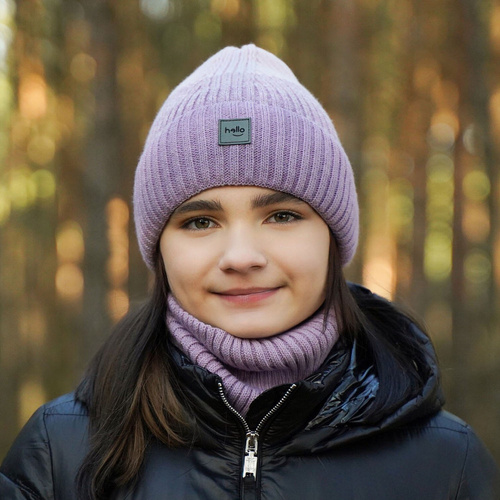 Ensemble d'hiver fille: bonnet et snood, noir, Tasha