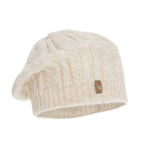 Béret d'hiver femme, beige clair, avec laine mérinos, Senja