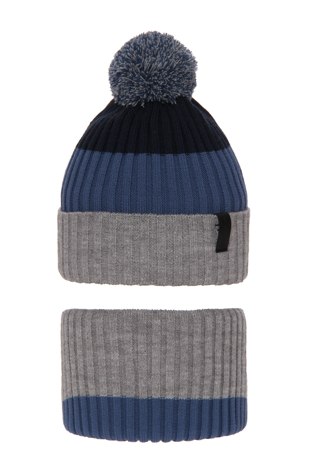 Ensemble d'hiver garçon: bonnet et snood, gris, Karson
