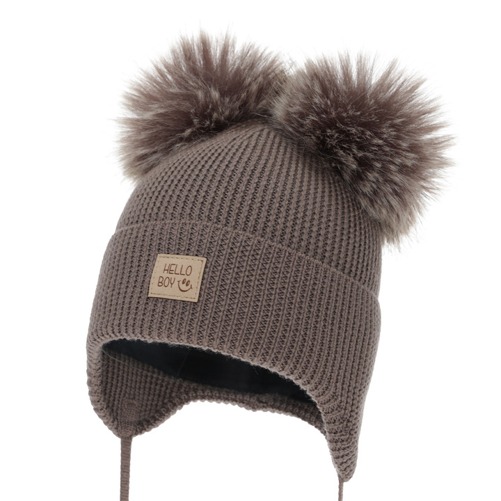 Bonnet d'hiver garçon, bleu, 100% Laine Mérinos, doublé de polaire en laine, Tambor