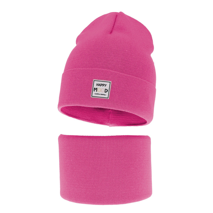 Ensemble automne/printemps fille: bonnet et snood, avec coton, rose, Mersila