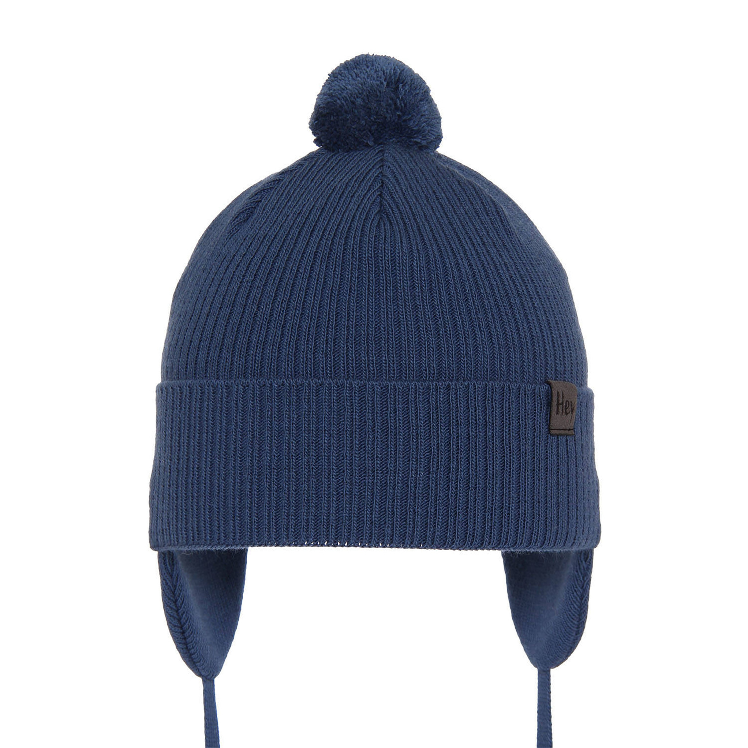 Bonnet automne/printemps garçon, bleu, avec pompon, avec liens, Axel