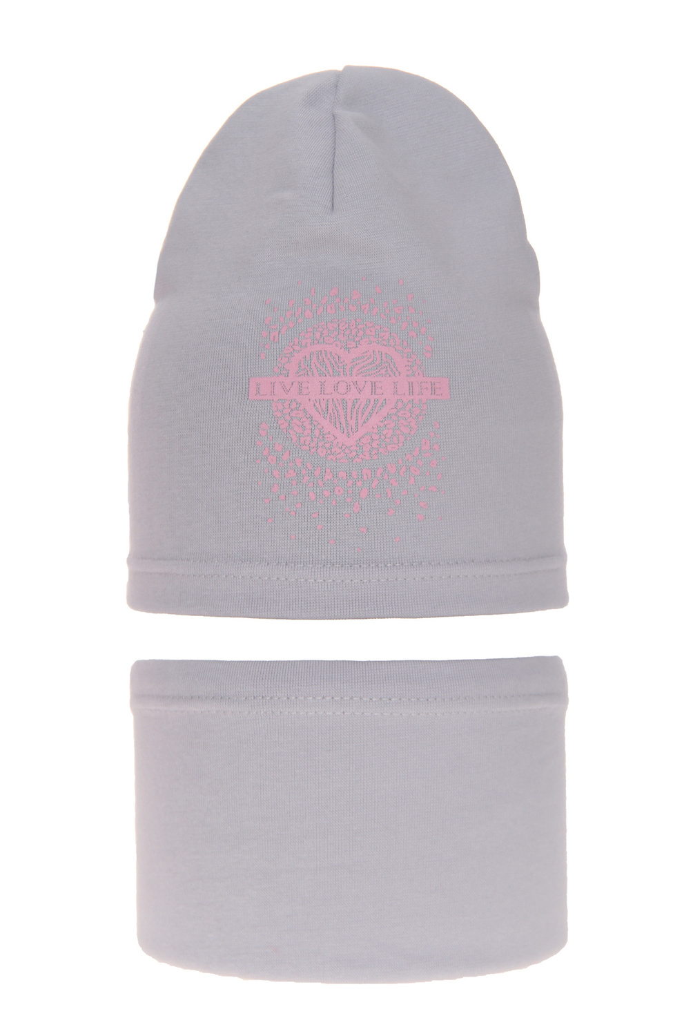 Ensemble automne/printemps fille: bonnet et snood, gris, en coton, Esmeralda