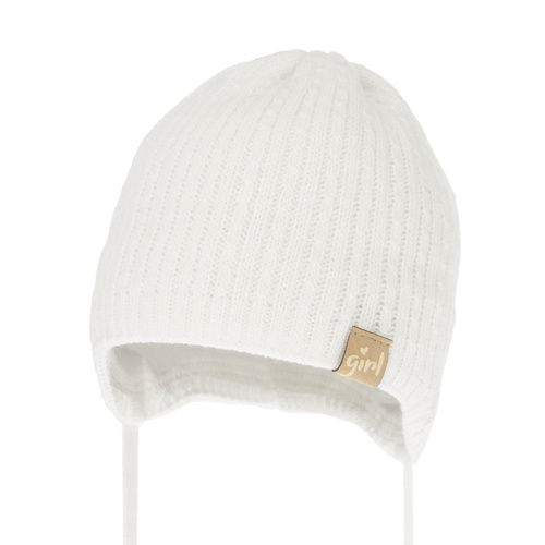 Bonnet automne/printemps fille, blanche, avec liens, Cheri