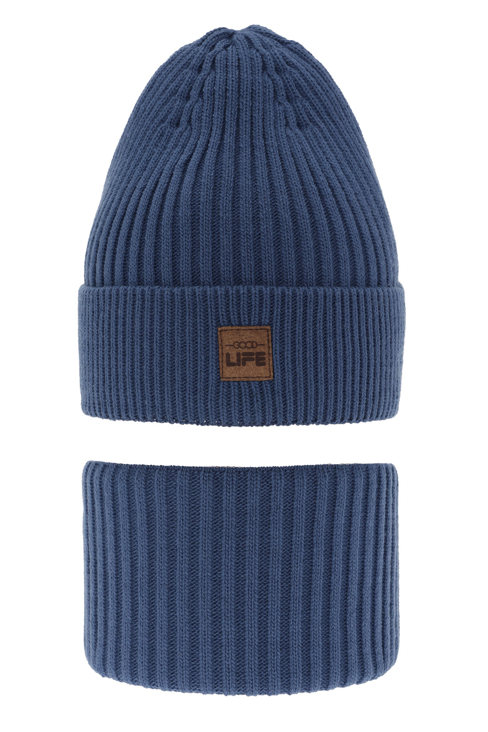 Ensemble d'hiver garçon: bonnet et snood, bleu, Basilio