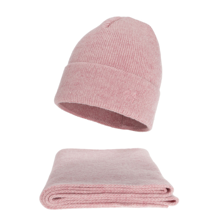 Ensemble d'hiver femme: bonnet et écharpe, rose, Rava