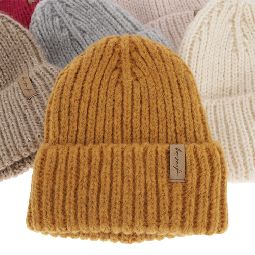 Bonnet d'hiver femme, miodowa, avec laine mérinos, Caro