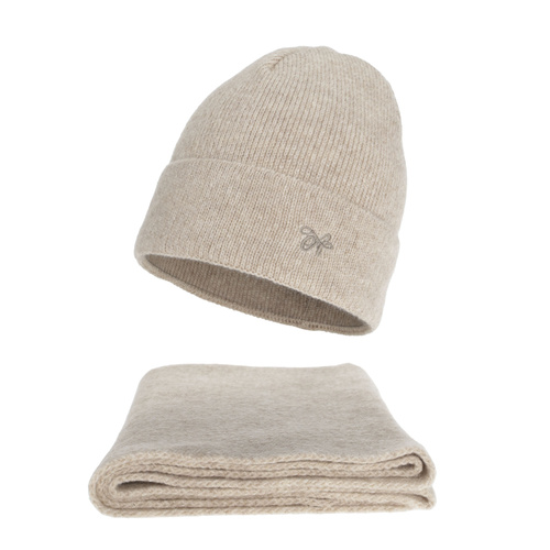 Ensemble d'hiver femme: bonnet et écharpe, beige, Rava