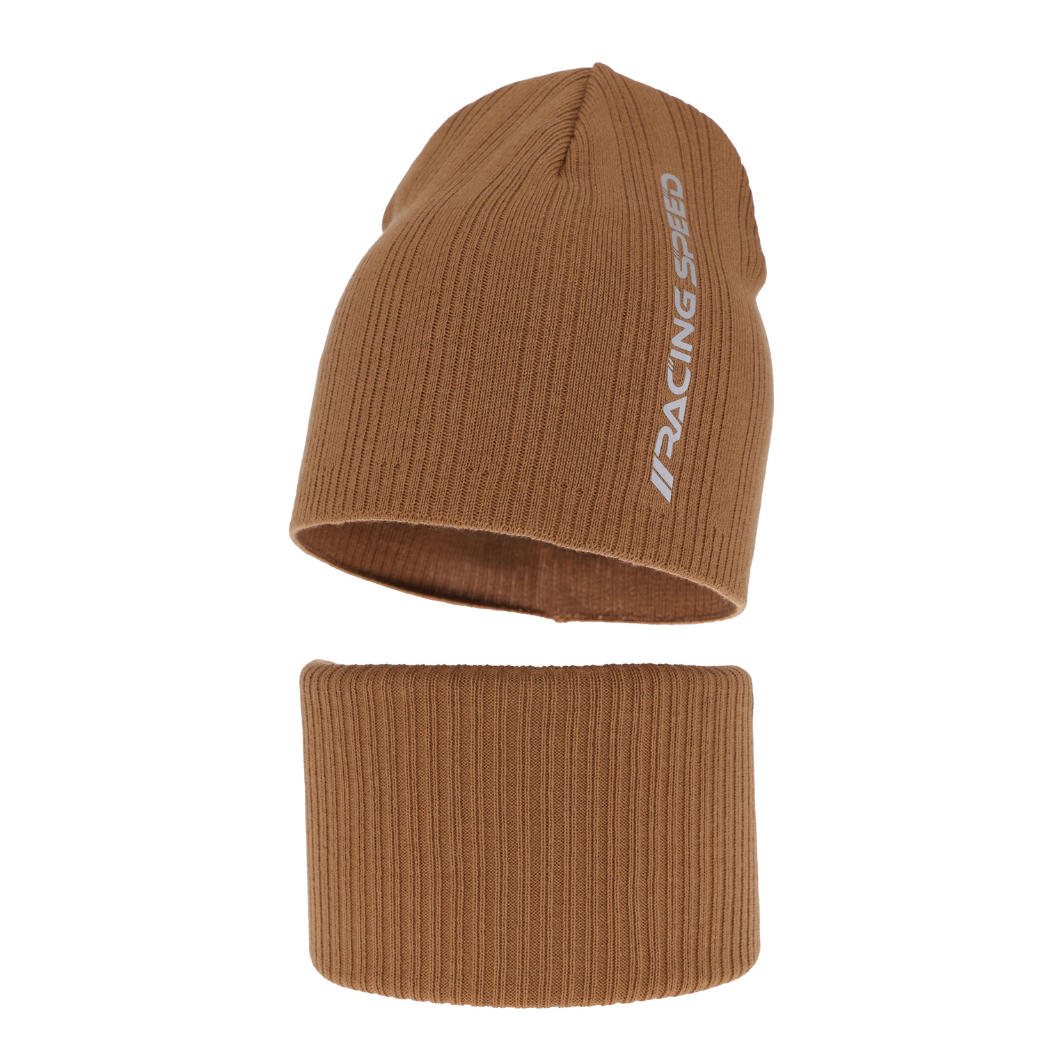 Ensemble automne/printemps garçon: bonnet et snood, avec coton, camel, Kolorado