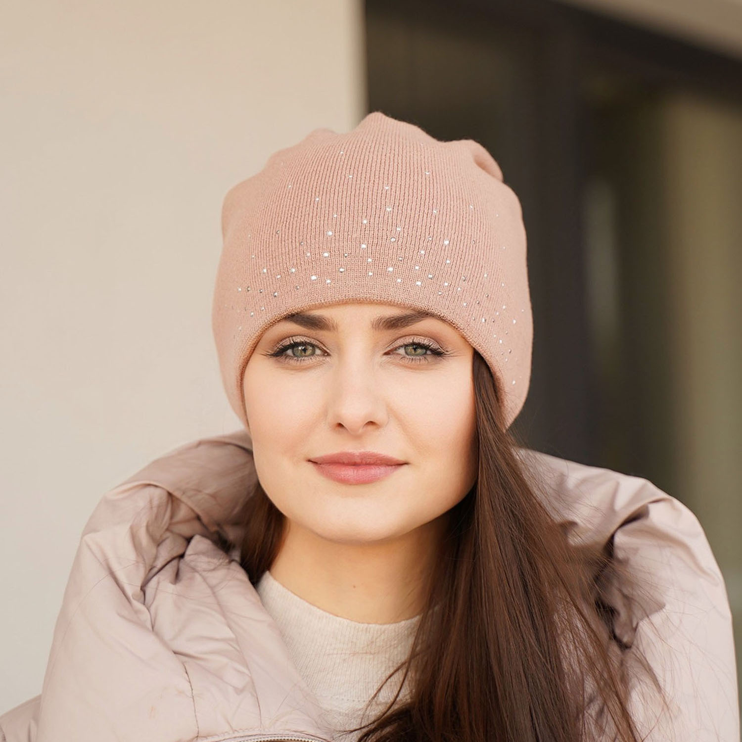 Bonnet d'hiver femme, hiver, rose, avec laine mérinos, Minerwa