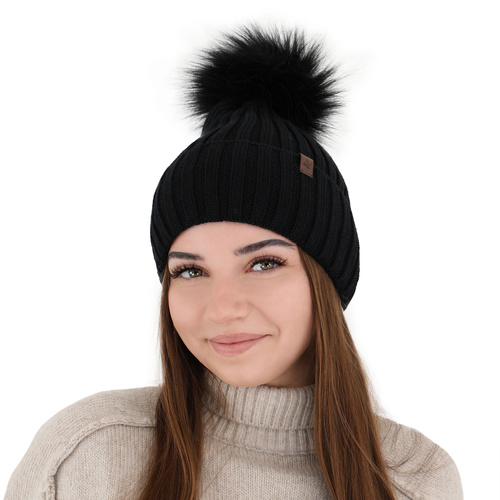 Bonnet d'hiver femme, rose, avec laine mérinos, Texa