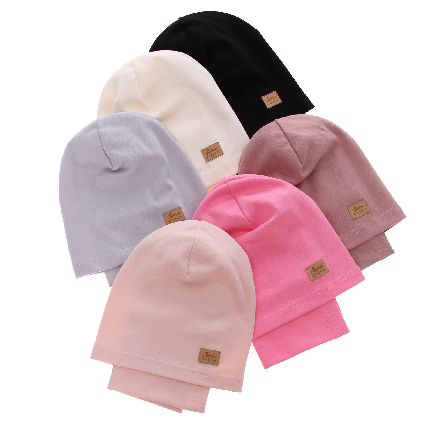 Ensemble automne/printemps fille: bonnet et snood, rose, en coton, Selfie
