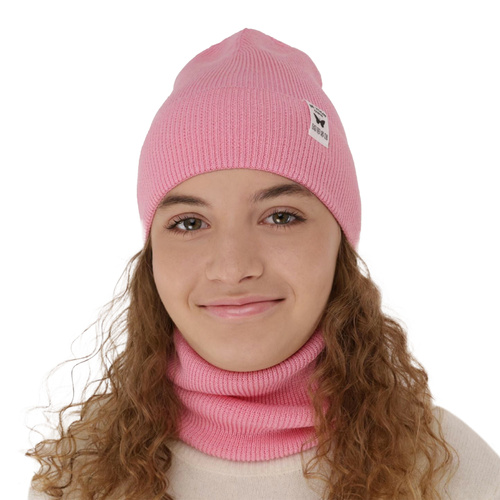 Ensemble automne/printemps fille: bonnet et snood, avec coton, blanc, Leonita