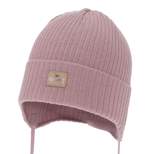 Bonnet automne/printemps fille, rose, avec liens, avec coton, Tindra