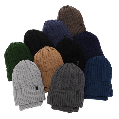 Ensemble d'hiver garçon: bonnet et snood, gris, avec laine mérinos, doublé de polaire, Kairo