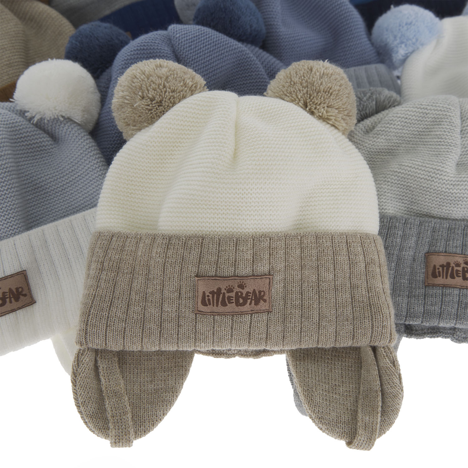 Bonnet automne/printemps garçon, bleu marine, avec deux pompons, avec liens, Gigant
