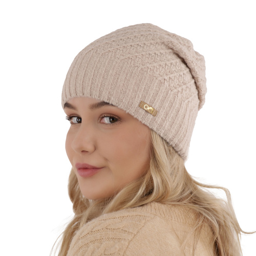 Bonnet d'hiver femme, miodowy, avec laine mérinos, Misha