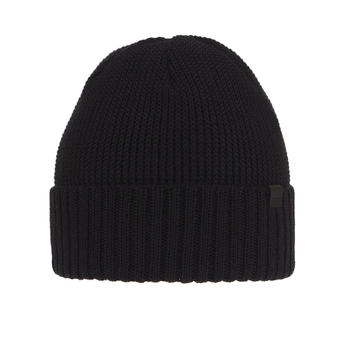 Bonnet d'hiver homme, noir, avec laine mérinos, Sewer