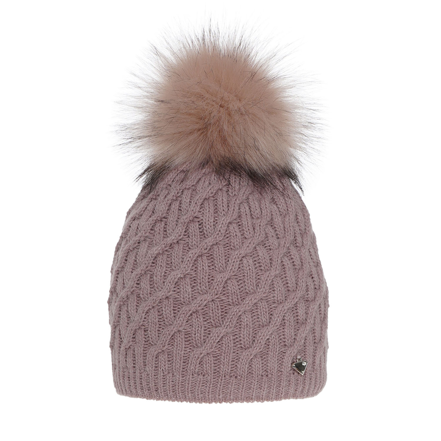 Bonnet d'hiver femme, hiver, rose, avec pompon, Kaskada