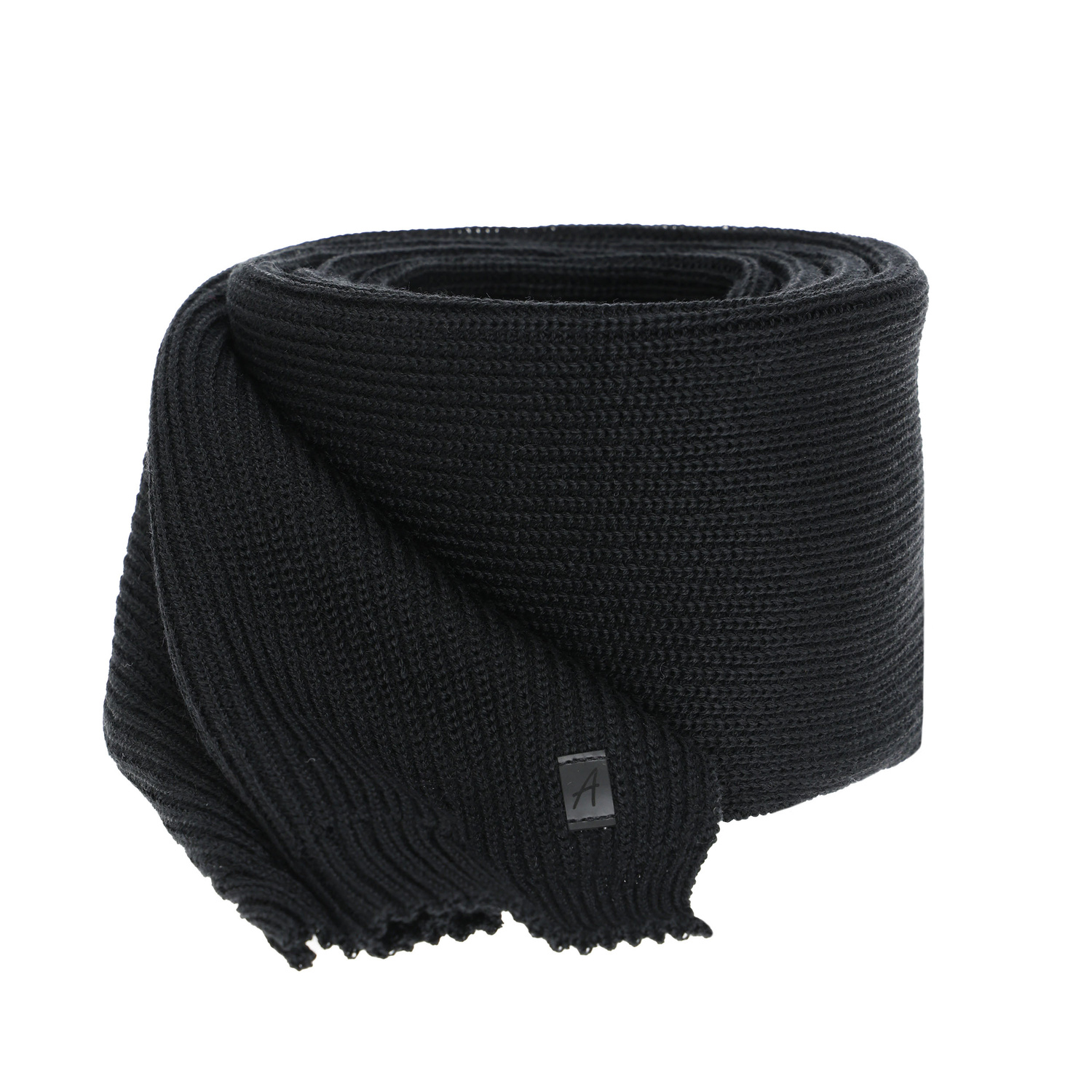 Écharpe d'hiver homme, noire, avec laine mérinos Algor