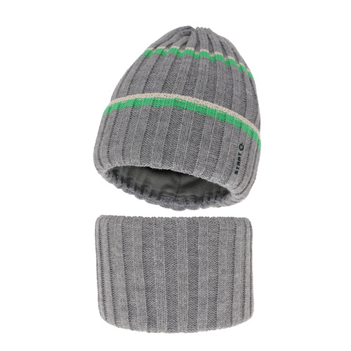Ensemble d'hiver garçon: bonnet et snood, gris, Bastien