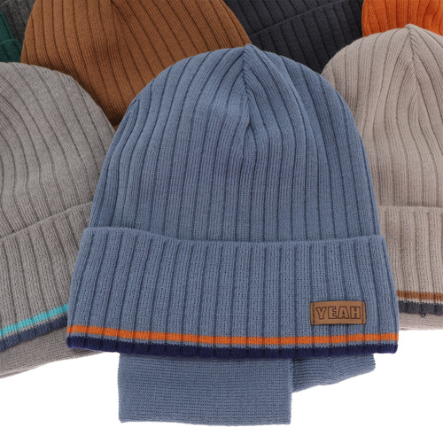 Ensemble automne/printemps garçon: bonnet et snood, avec coton, bleu, en coton, London