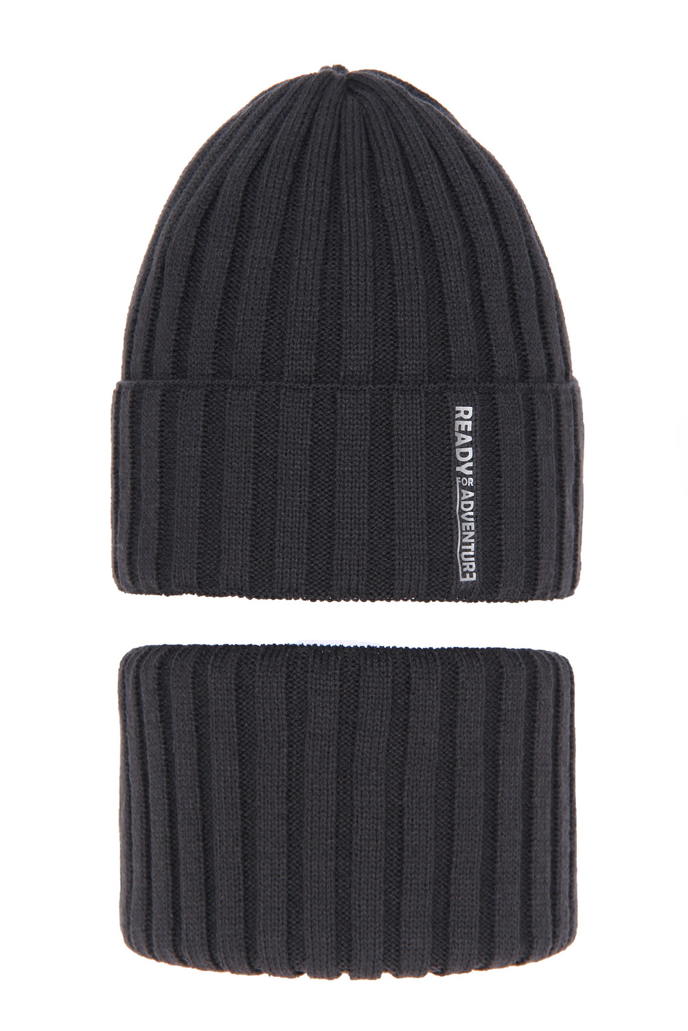 Ensemble d'hiver garçon: bonnet et snood, gris foncé, Livido