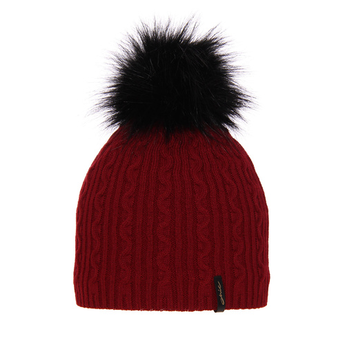 Bonnet d'hiver femme, bordo, avec pompon, Xena