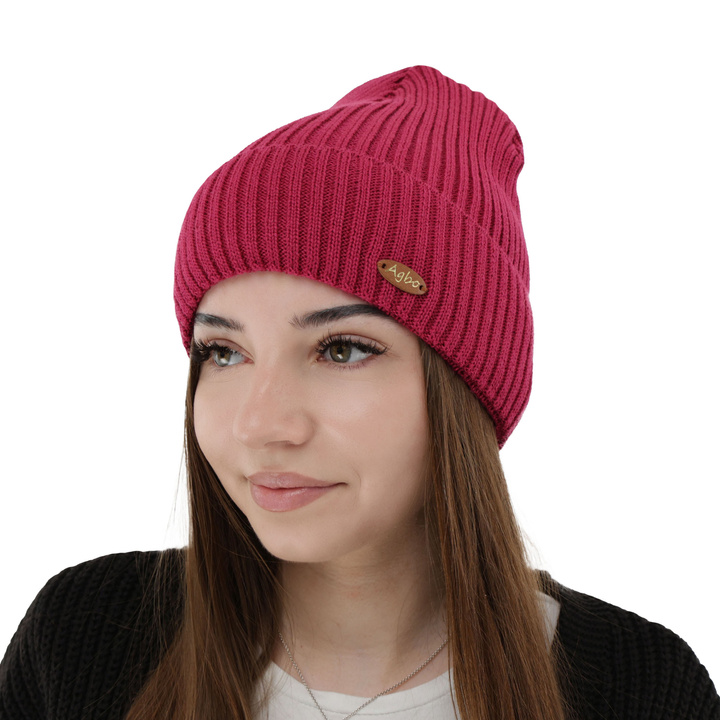 Bonnet d'hiver pour femme, amarante, avec laine mérinos Shila